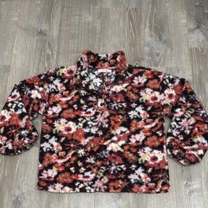 LOFT Kids Floral Fleece Jacket - Red and Pink